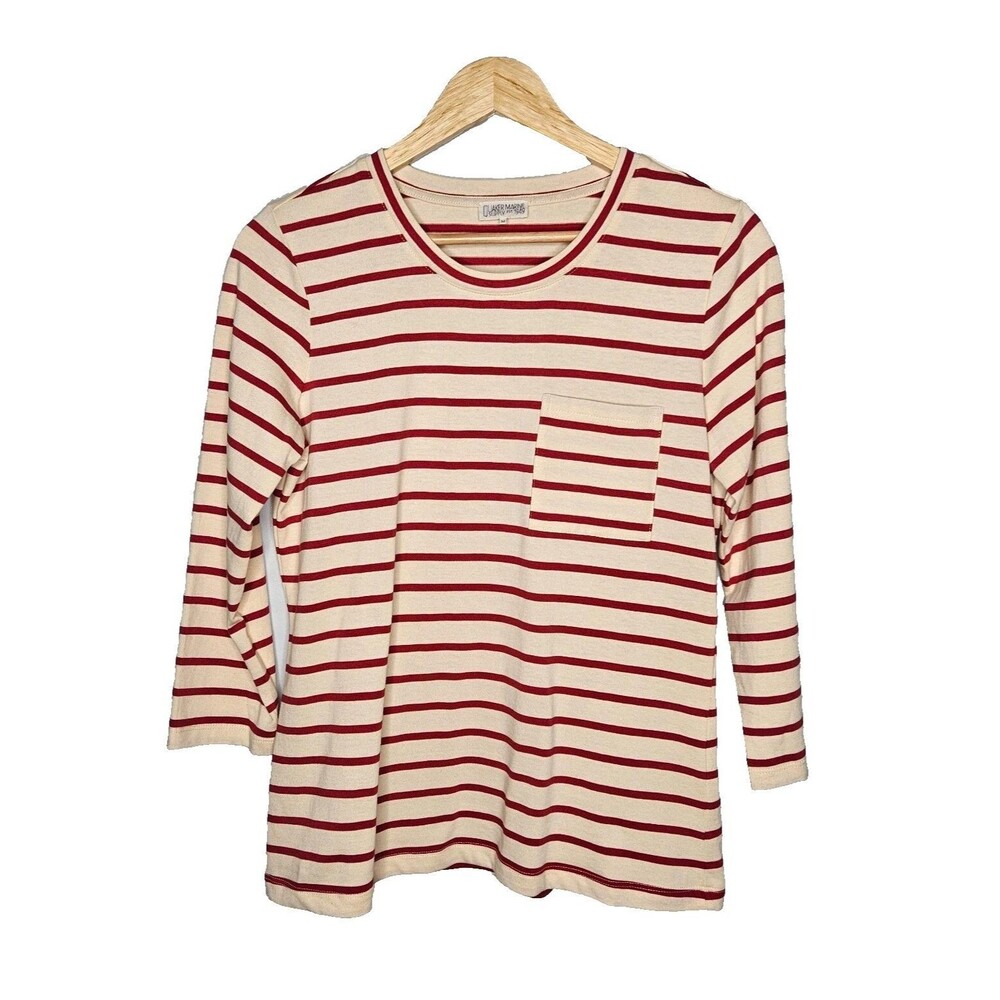 Women’s Red Stripe Long Sleeve Tee - Classic Pocket